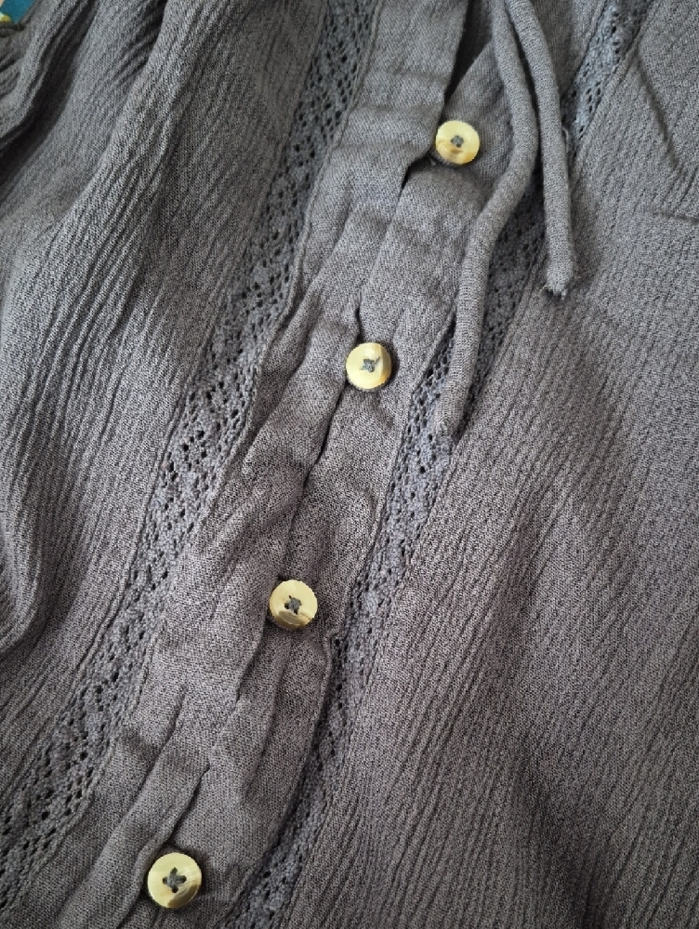 O'neill Sleeveless Cotton Tie-Neck Midi Dress in Charcoal Boho Hippie Festival L - Picture 4 of 8